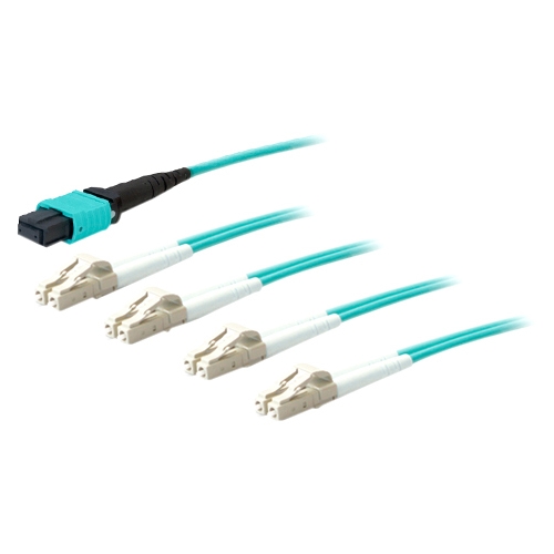 AddOn 15M LOMM OM3 MPO to 8XLC FANOUT Aqua Patch Cable (OFNP) ADD-MPO-4LC15M5OM3