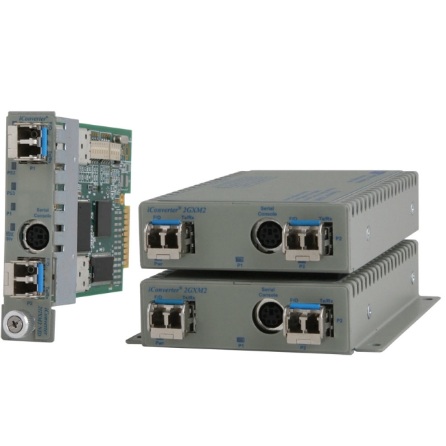Omnitron iConverter 1000BASE-X SFP to 1000BASE-X SFP Intelligent Media Converter and Network Interface Device 8999N-0 2GXM2