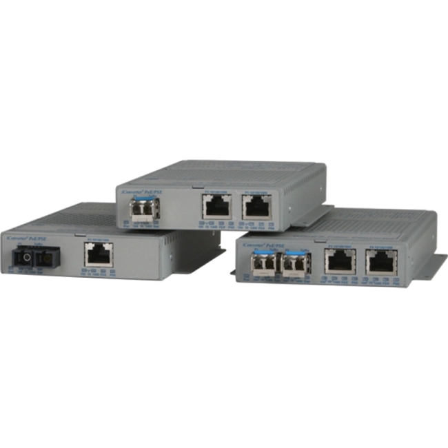 Omnitron 10/100 Media Converter with Power Over Ethernet (PoE/PoE+) 9341-1-11W FPoE/SL