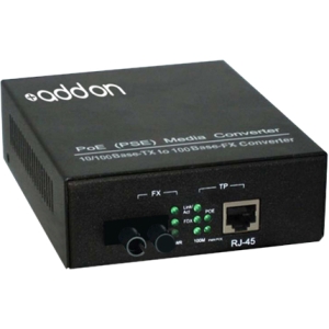 AddOn 100Base-TX To 100Base-BXU ST BiDi SMF POE Media Converter ADD-FMCP-BX-UST