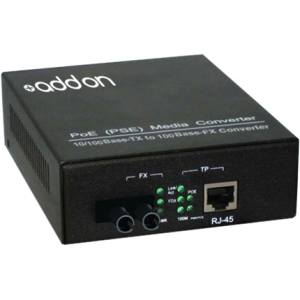 AddOn 100Base-TX To 100Base-LX SMF ST 1310nm 20k POE Media Converter ADD-FMCP-LX-2ST
