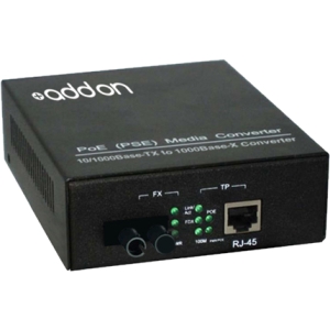 AddOn 1000Base-TX To 1000Base-BXD ST SMF 20km POE Media Converter ADD-GMCP-BX-DST
