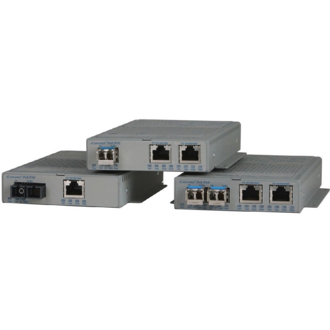 Omnitron 10/100 Media Converter with Power Over Ethernet (PoE/PoE+) 9342-0-21 FPoE/SL