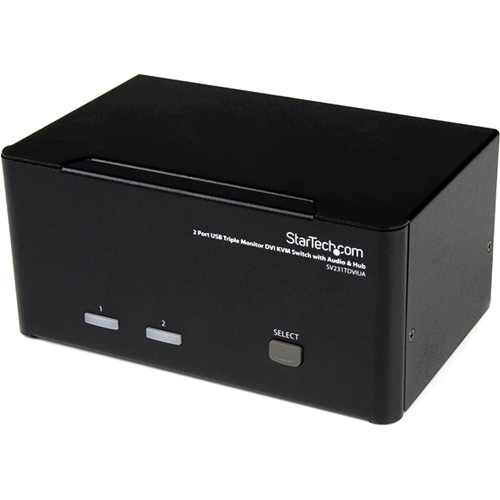 StarTech.com 2 Port Triple Monitor DVI USB KVM Switch with Audio & USB 2.0 Hub SV231TDVIUA