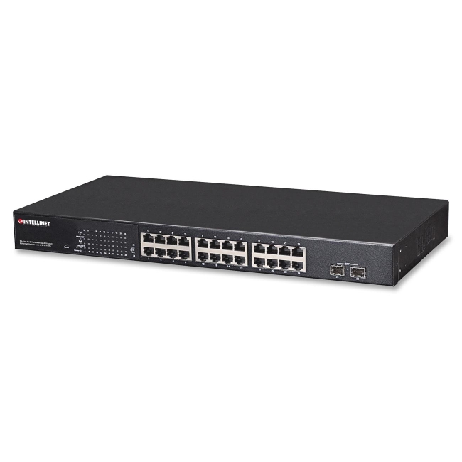 Intellinet 24-Port PoE+ Web-Managed Gigabit Ethernet Switch with 2 SFP Ports 560559