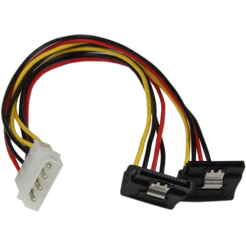 StarTech.com 12in LP4 to 2x Right Angle Latching SATA Power Y Cable Adapter PYO2LP4LSATR
