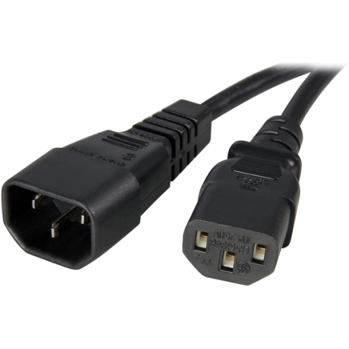 StarTech.com 3 ft 14AWG Computer Power Cord Extension - C14 to C13 Power Cable PXT100143
