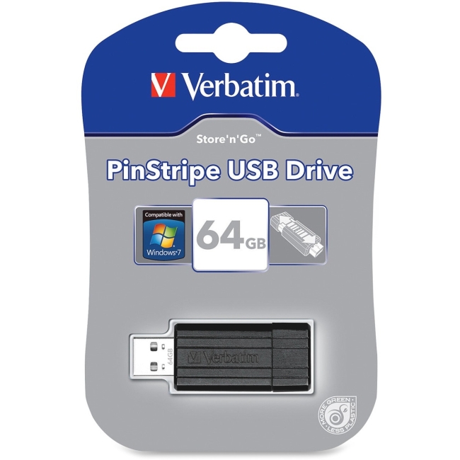 Verbatim Pinstripe USB Drive 64GB - Black 49065