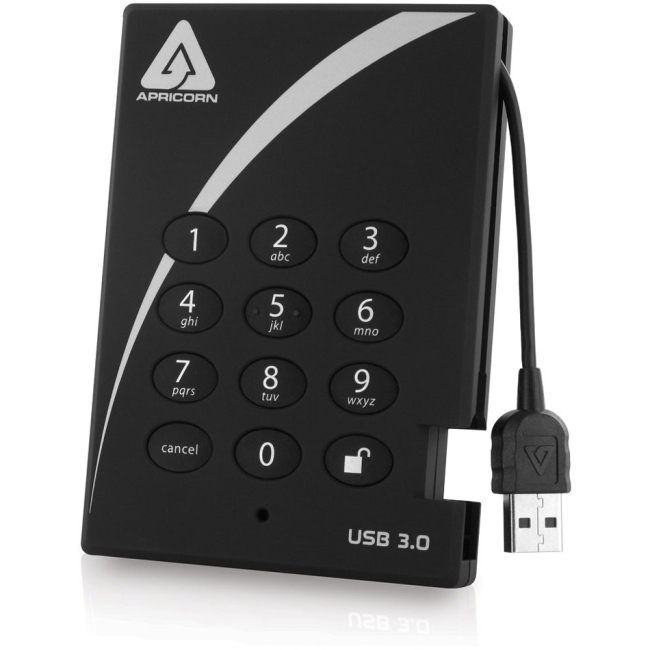 Apricorn Encrypted USB 3.0 Solid State Drive with PIN Access A25-3PL256-S256
