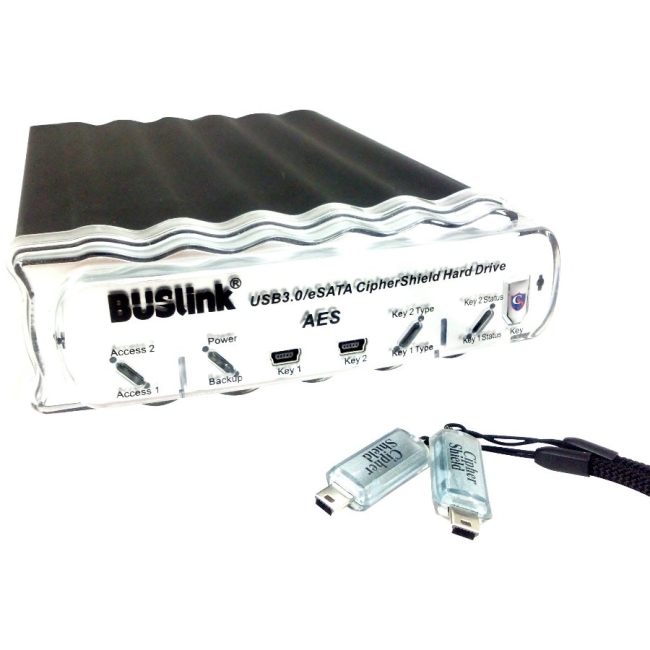 Buslink CipherShield Dual Key USB 3.0 512-bit Encrypted External Hard Drive CSX-3T-U3KKB
