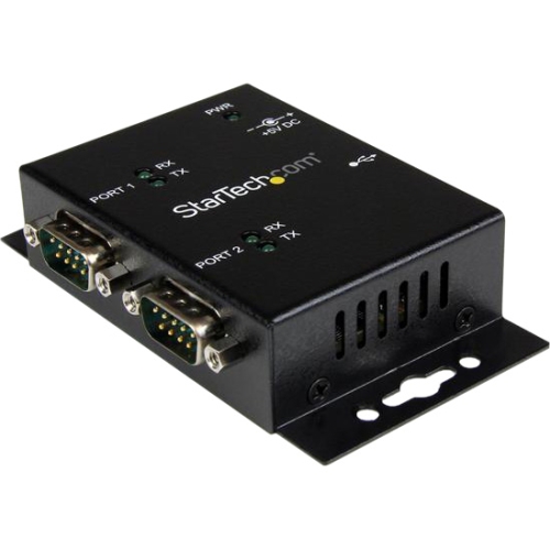 StarTech.com 2 Port Industrial Wall Mountable USB to Serial Adapter Hub with DIN Rail Clips ICUSB2322I