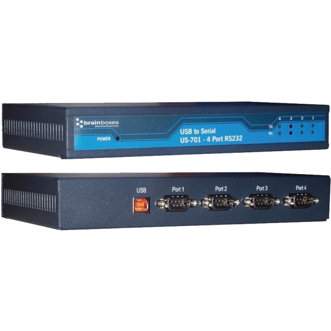 Brainboxes USB 4 Port RS232 1MBaud US-701