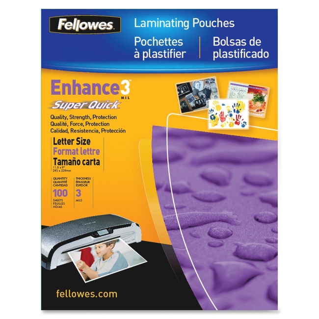 Fellowes Glossy SuperQuick Pouches - Letter, 3 mil, 100 pack 5245801