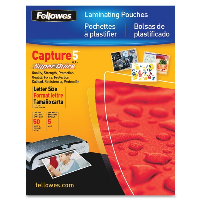 Fellowes Glossy SuperQuick Pouches - Letter, 5 mil, 100 pack 5223001
