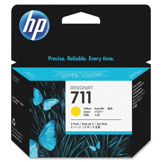 HP 3-Pack 29-ml Yellow Ink Cartridges CZ136A 711