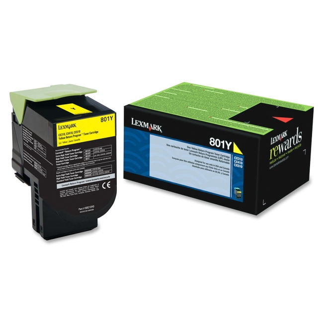 Lexmark Yellow Return Program Toner Cartridge 80C10Y0 801Y