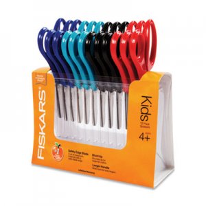 Fiskars Kids/Student Scissors, Rounded Tip, 5" Long, 1.75" Cut Length, Assorted Straight Handles, 12/Pack FSK95017197J 95017197J