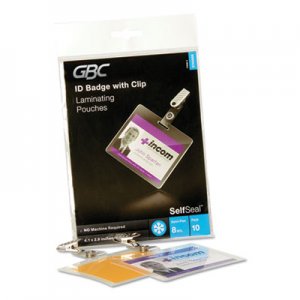 GBC SelfSeal Self-Adhesive Laminating Pouches and Single-Sided Sheets, 8 mil, 4.13" x 2.94", Gloss Clear, 10
