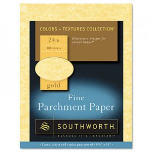 Southworth Parchment Specialty Paper, Gold, 24lb, 8 1/2 x 11, 100 Sheets SOUP994CK336 P994CK/3/36
