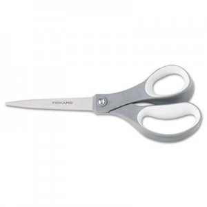 Fiskars Contoured Performance Scissors, 8" Long, 3.13" Cut Length, Gray Straight Handle FSK01004761J 01-004761J