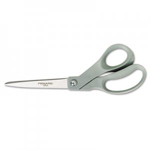 Fiskars Contoured Performance Scissors, 8" Long, 3.5" Cut Length, Gray Offset Handle FSK01004250J 01-004250