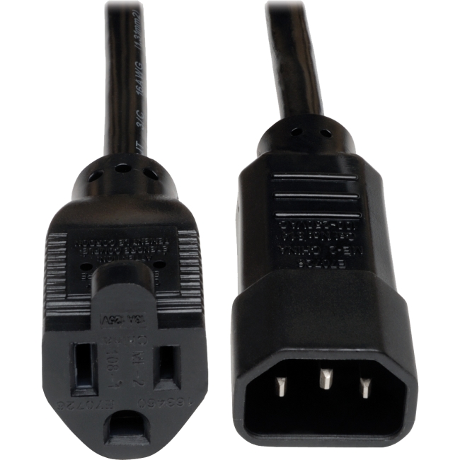 Tripp Lite 1-ft. 18AWG Power Cord (IEC-320-C14 to NEMA 5-15R) P002-001-10A