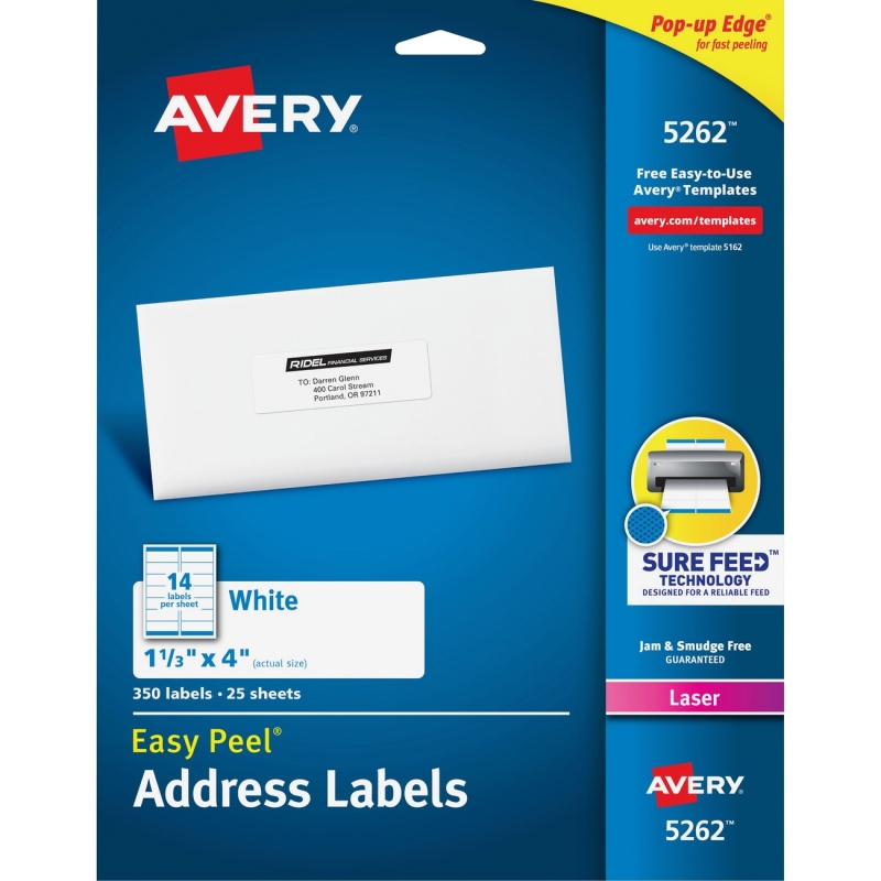Avery Easy Peel Mailing Label 5262 AVE5262