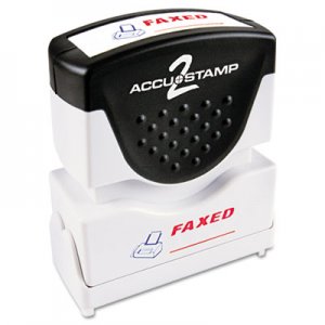 ACCUSTAMP2 Pre-Inked Shutter Stamp with Microban, Red/Blue, FAXED, 1 5/8 x 1/2 COS035533 035533