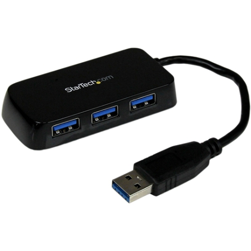 StarTech.com Portable 4 Port SuperSpeed Mini USB 3.0 Hub - Black ST4300MINU3B