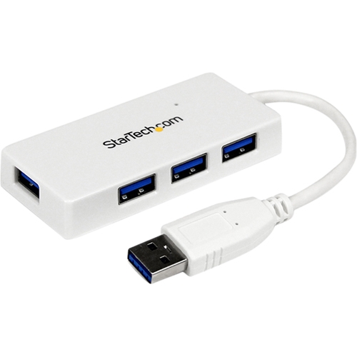 StarTech.com Portable 4 Port SuperSpeed Mini USB 3.0 Hub - White ST4300MINU3W