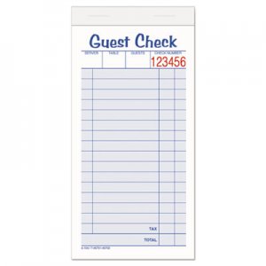 Adams Guest Check Unit Set, Carbonless Duplicate, 6 7/8 x 3 3/8, 50 Forms, 10/Pack ABF10450SW 104