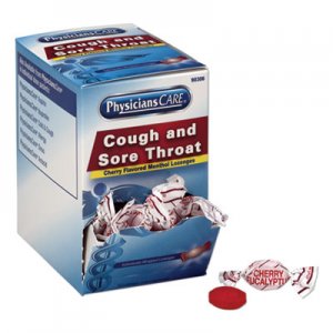PhysiciansCare Cough and Sore Throat, Cherry Menthol Lozenges, 50 Individually Wrapped per Box ACM90306 90306