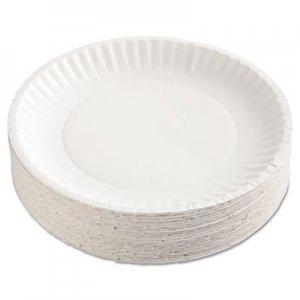 AJM Paper Plates, 9" Diameter, White, 100/Pack, 12 Packs/Carton AJMPP9GRAWH AJM PP9GRAWH