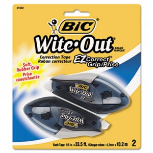 BIC Wite-Out EZ Correct Grip Correction Tape, NonRefill, 1/6" x 402", 2/Pk BICWOECGP21 WOECGP21