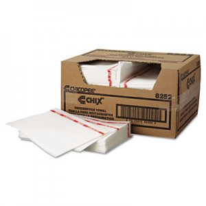 Chix Food Service Towels, 13 x 21, Cotton, White/Red, 150/Carton CHI8252 CHI 8252