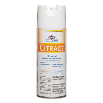 Clorox Healthcare Citrace Hospital Disinfectant and Deodorizer, Citrus, 14 oz Aerosol Spray CLO49100 49100