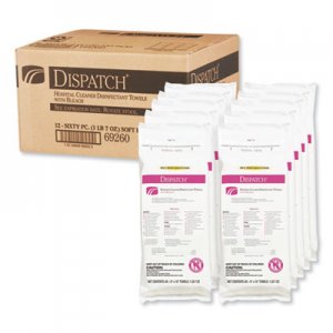 Clorox Healthcare Dispatch Cleaner Disinfectant Towels with Bleach, 9 x 10, 60/Pack, 12 Pks/Carton CLO69260 69260