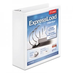 Cardinal ExpressLoad ClearVue Locking D-Ring Binder, 3 Rings, 3" Capacity, 11 x 8.5, White CRD49130 49130