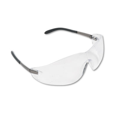 Crews Blackjack Wraparound Safety Glasses, Chrome Plastic Frame, Clear Lens S2110 CRWS2110 135-S2110