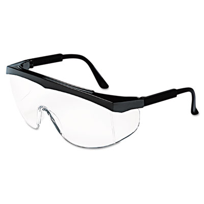 Crews Stratos Safety Glasses, Black Frame, Clear Lens SS110 CRWSS110 135-SS110