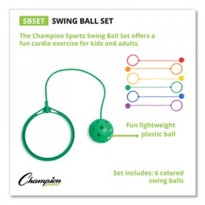 Champion Sports Swing Ball Set, Plastic, Assorted Colors, 6/Set CSISBSET SBSET