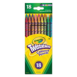 Crayola Twistables Colored Pencils, 2 mm, 2B (#1), Assorted Lead/Barrel Colors, 18/Pack CYO687418 68-7418