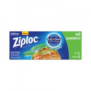 Ziploc Resealable Sandwich Bags, 1.2 mil, 6.5" x 5.88", Clear, 40/Box SJN315882BX 315882BX