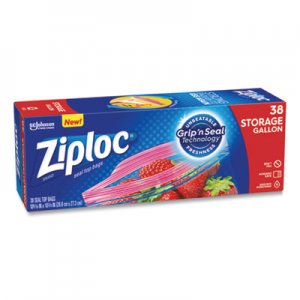 Ziploc Double Zipper Storage Bags, 1 gal, 1.75 mil, 10.56" x 10.75", Clear, 38/Box SJN314470BX 314470BX