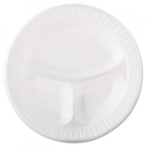 Dart Laminated Foam Dinnerware, Plate, 3-Comp, 10 1/4", White, 125/Pk, 4 Pks/Ctn DCC10CPWQR 10CPWQR