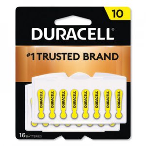 Duracell Button Cell Hearing Aid Battery, #10, 16/Pk DURDA10B16ZM10 DA10B16