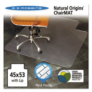 ES Robbins Natural Origins Chair Mat with Lip For Hard Floors, 45 x 53, Clear ESR143012 143012