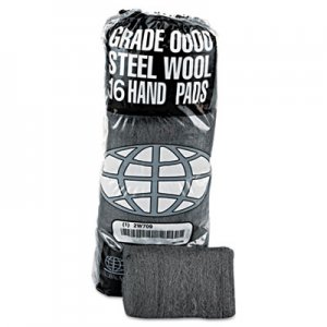 GMT Industrial-Quality Steel Wool Hand Pad, #0000 Super Fine, 16/Pack, 192/Carton GMA117000 117000