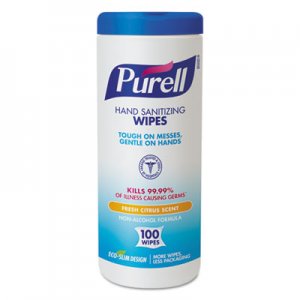 PURELL Premoistened Hand Sanitizing Wipes, Cloth, 5 3/4" x 7", 100/Canister GOJ911112EA 9111-12
