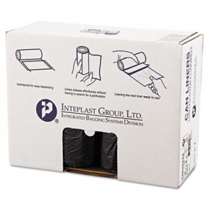 Inteplast Group High-Density Can Liner, 40 x 48, 45gal, 22mic, Black, 25/Roll, 6 Rolls/Carton IBSS404822K S404822K